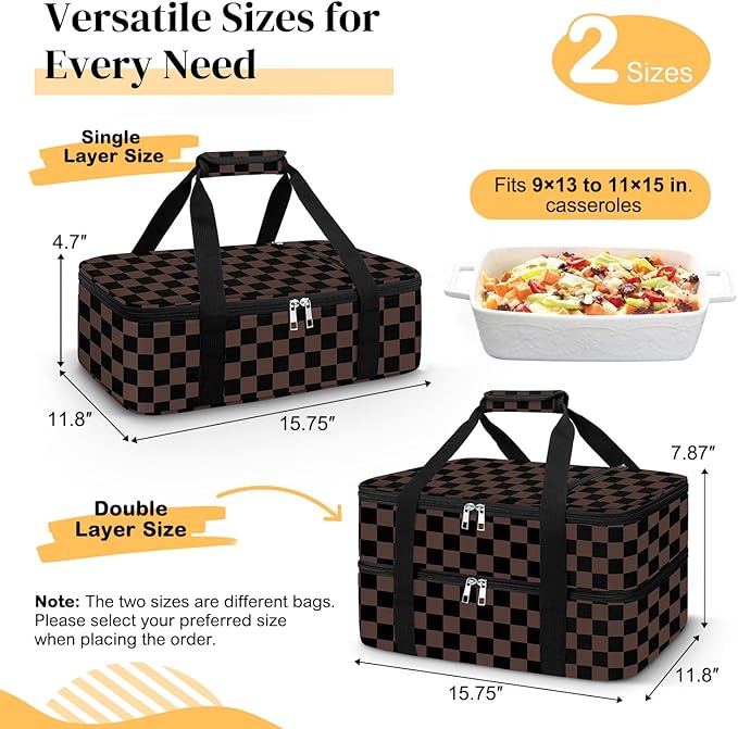 Coobiiya Insulated Casserole Carrier – Portable Tote for Hot or Cold Food, Warmer & Cooler Bag Lunch Bag, Fits 9" x 13" Baking Dish, Ideal for Potluck Parties