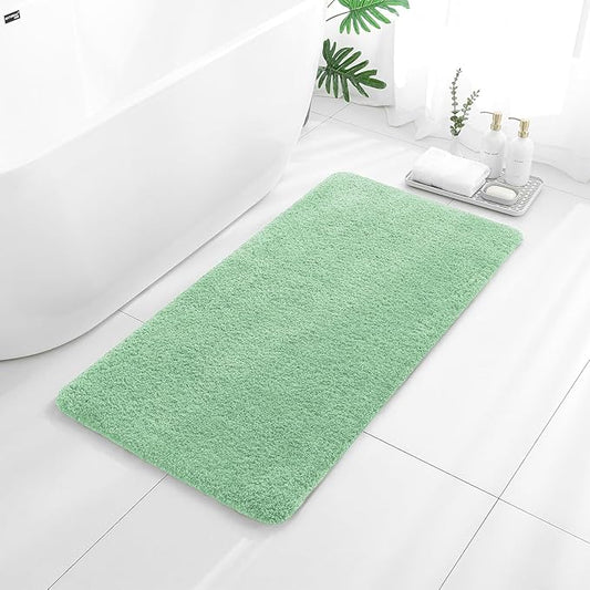 Light Green Bathroom Rugs 24"x48" – Long Plush Non-Slip Bath Mat, Absorbent & Washable Microfiber Runner Rug – Perfect for Tub, Sink, or Washroom