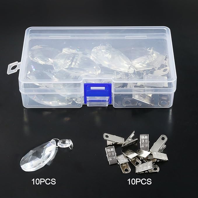 Swpeet Crystal Tablecloth Weights (10 Pcs) with Metal Clip Kit, Square Glass, Windproof, for Outdoor Picnic, Tablecloth Weights Heavy, All-Season, Modern Style