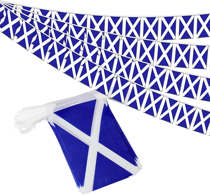 Scotland String Flag Pennant Banner - 38 Flags, 42 Feet Small Mini Scottish Flags Bunting Banner for Country Decoration, School, Party, Sports Events