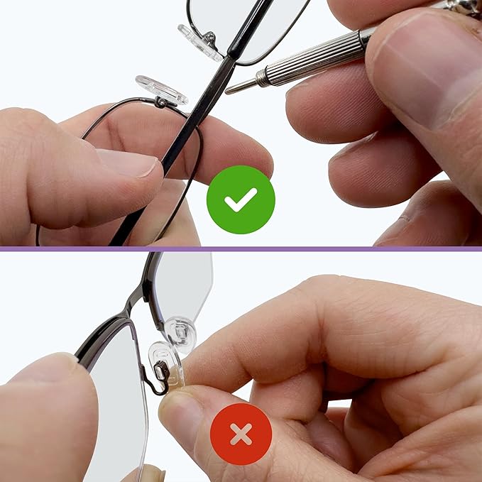 GMS Optical Comfort Line - Air Bag Screw-in Soft Silicone Nose Pads for Glasses, Sunglasses, Glasses Repair Kit with Screws, Keep Glasses from Sliding (7mm/14mm(10 Pair))
