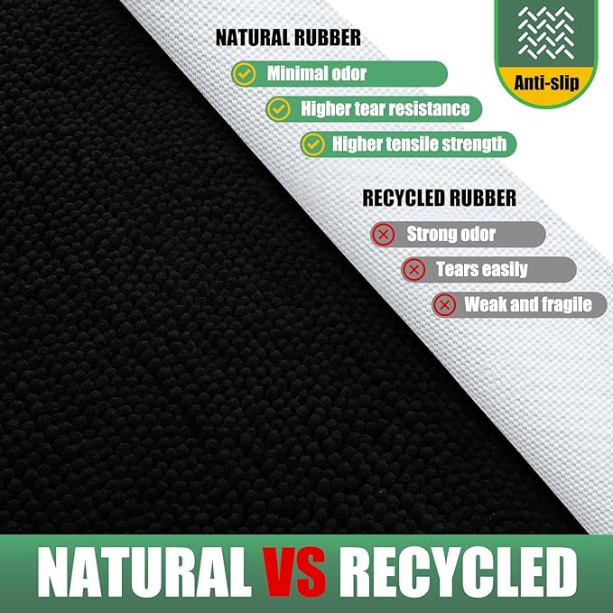 IM HOME Chenille Absorbent Outdoor Doormat 71" x 25", Washable Muddy Door Mats for Dog Non Slip Heavy Indoor Doormat Soft Front Inside Doormats for Entryway, Mud Dog Paws, Patio Black