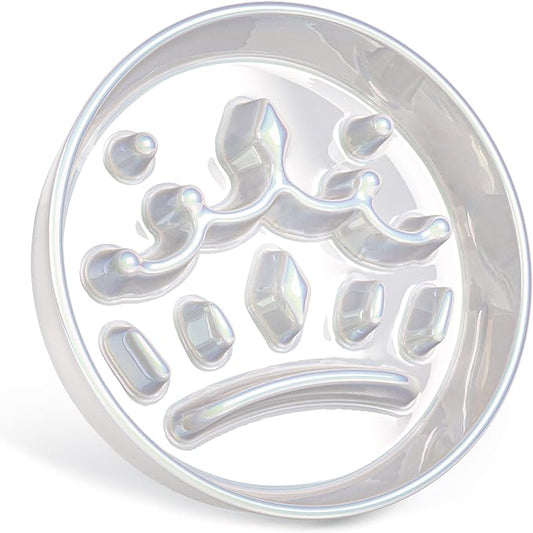 LE TAUCI Ceramic Slow Feeder Dog Bowls Small Breed, 0.6 Cups Dog Food Dish for Fast Eaters, Puzzle Bowl for Small Dogs and Cats,Crown Silver