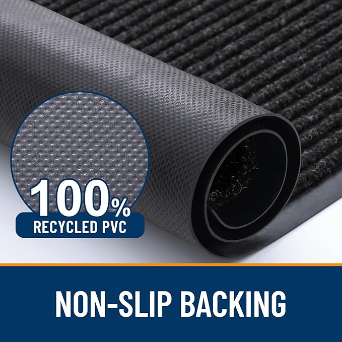 OLANLY Front Door Mat Indoor Outdoor Entrance, Waterproof Heavy Duty Doormat, Fade Resistant, Low Profile, Easy Clean Patio Porch Welcome Floor Mats for Entry, 35x23, Off-Black