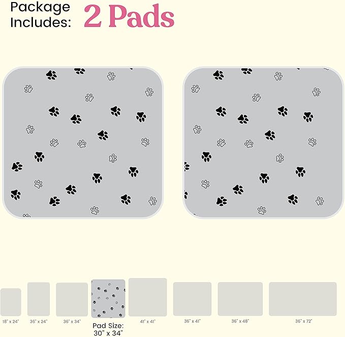Super Absorbent Washable Pee Pads for Dogs - 2-Pack Superior Reusable Puppy Pads Pet Training Pads –100% Waterproof Dog Pee Pad Protects Against Urine Leakage Non-Slip Grip Prevents Slipping& Bunching