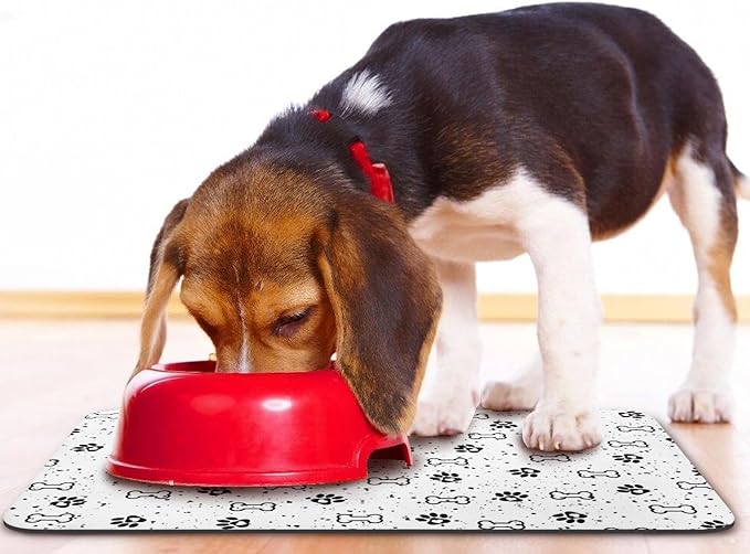 Dog Food Mats,Cat Absorbent Water Bowl Feeding Mats Pet Placemats for Food and Water Spot 17 * 30 inch