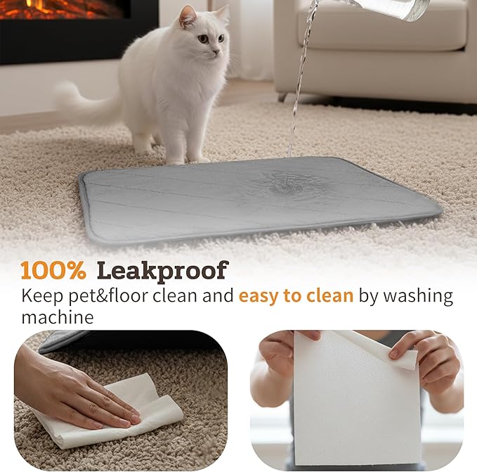 NWK Fluffy Self Warming Cat Mat, Cat Blanket, Thermal Dog Mat, Washable, Non-Slip Bottom for Sofa & Crate & Kennel & Car Seat (Misty Gray, Medium (28'' X 19'' X 0.4''))