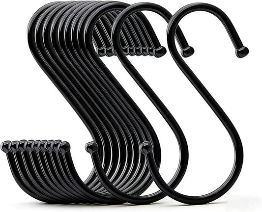 10 Pack 4.7 Inches Extra Large S Shape Hooks Heavy-Duty Metal Hanging Hooks Apply Kitchenware Bathroom Utensils Plants Towels Gardening Multiple uses Tools(Black)