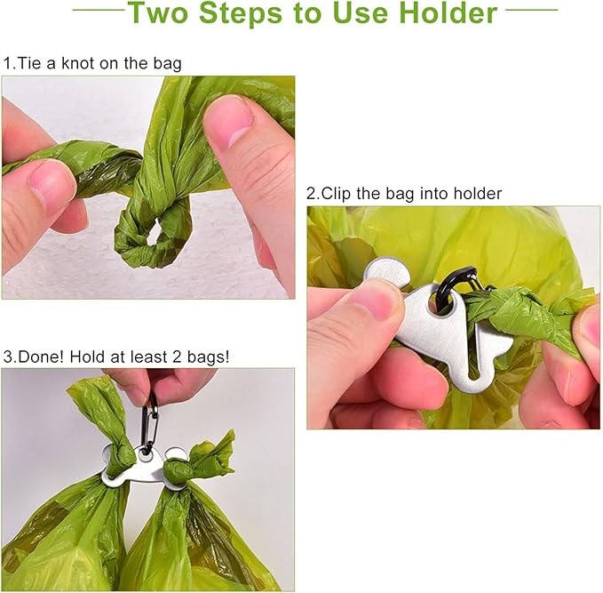 2PCS Dog Poop Bag Holder, Waste Holder for Dispenser Carrier, Hand Free Metal