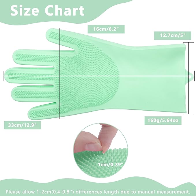 Maiiu Pet Grooming Gloves—Heat Resistant Dog Washing Gloves with High-Density Teeth, Dog Bath Scrubber with Enhanced Five Finger Design, Silicone Gloves for Dogs and Cats Bathing, Massage (Green)