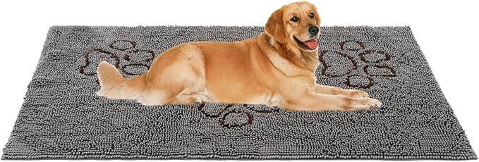 PUPTECK Dog Doormat for Dirty 60 x 30 inch Super Absorbent Microfiber, Non Skid Backing, Gery Door Mat Indooer