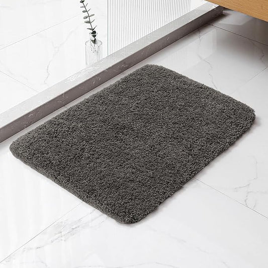 Taupe Bathroom Rugs 17"x24" - High-Density Microfiber Bath Mat, Fluffy Non Slip Absorbent and Washable Bathroom Mat - Ideal for Small Spaces, Vanity, Toilet, or Pet Mat