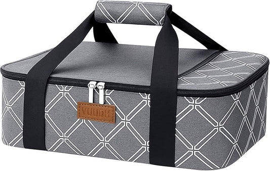 Vuudh Casserole Carrier Bag, Single Insulated Food Bag, Hot Cold Lasagna Holder Tote for Picnic, Potluck or Travel, Lightweight Picnic Bag