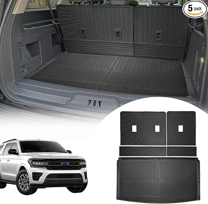 Cargo Liners Backrest Mat for Ford Expedition Max/Lincoln Navigator L Accessories 2018-2024 with Hook&Loop Rear Trunk Mat Rear Seat Back Cover Protector All Weather Anti-Slip Split Dog Liner