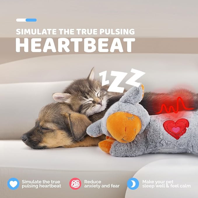ALL FOR PAWS Heart Beat Dog Toy, Puppy Sleeping Buddy Cuddle Toy Dog Soothing Plush Toy, Crate Training Puppy Stuffed Animal Gift Toys for Your Furry Friend