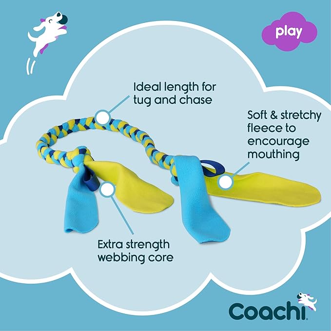 Coachi Tuggi Tug - Interactive Dog Toy for Tug of War & Play. Strong & Comfortable, Fun Reward Training, Great for Recall, Interrupting Biting & Chewing. Ideal for Agility and Suitable for Puppies