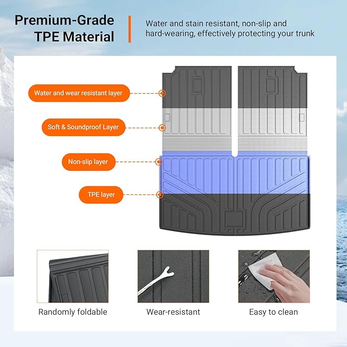 powoq 6&7 Seats Cargo Mat Compatible with 2018-2026 Volkswagen Atlas Trunk Mat Not Fit Cross Sport Backrest Mat TPE Replacement for 18-26 VW Atlas Accessories (Trunk Mat with Backrest Mats)