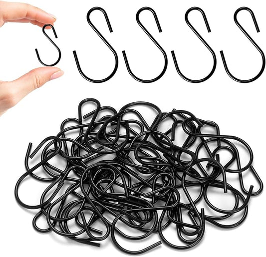 40PCS 1.7 Inch S Hooks, S Hook Small Black Carbon Steel S Hooks for Hanging Plants, DIY Crafts, Jewelry, Key Chains, Christmas Ornaments