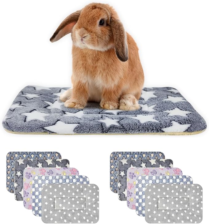 Tierecare 10PCS Guinea Pig Bed Soft Rabbit Bedding Cage Liner Warm Bunny Mats Pee Pads Fleece Blanket Plush Hamster Sleep Beds Ferret Squirrel Hedgehog Rat