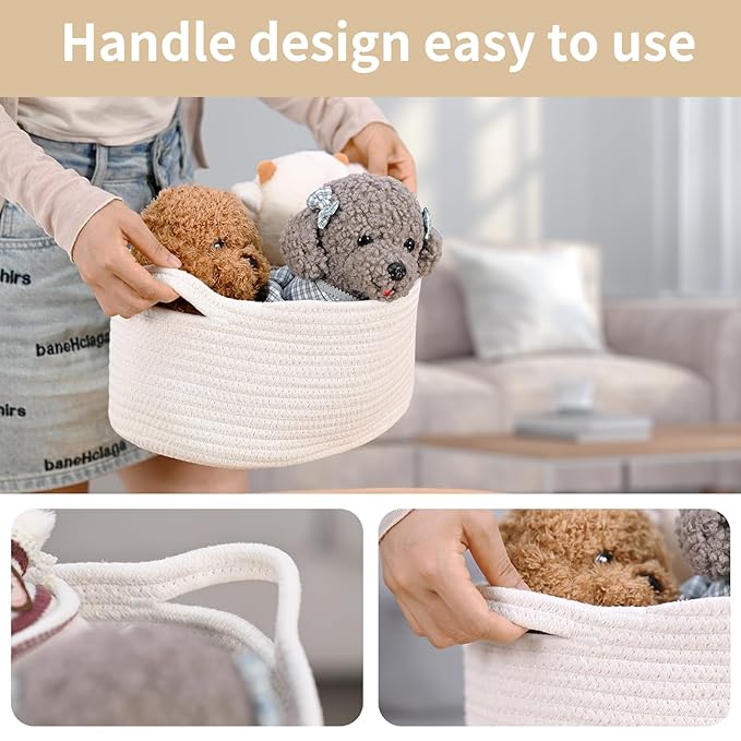 Cute Woven Storage Basket with Handle – Hunter Green Empty Gift Burr Basket for Valentines Day, Birthday, Holiday Gifts, Eco-Friendly, Decorative Organizer Bin for Nursery, Plants