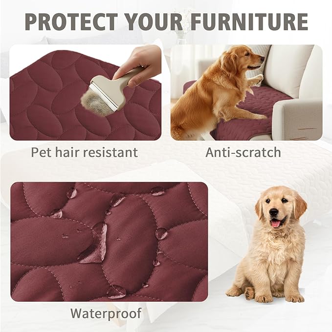 Ameritex Waterproof Pet Bed Cover Anti-Slip Dog Bed Blanket for Sofa and Furniture Waterproof New Pattern Design (Burgundy, 30x53 Inch (Pack of 1))