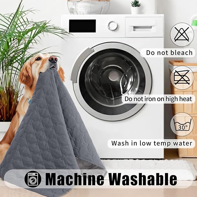 Smiry Waterproof Dog Bed Cover Blanket, Soft Reversible Pet Blanket, Washable Leakproof Cats Dogs Couch Cover for Sofa, Couch, Furniture, Plaid (30x53 Inch, Grey/Light Grey)