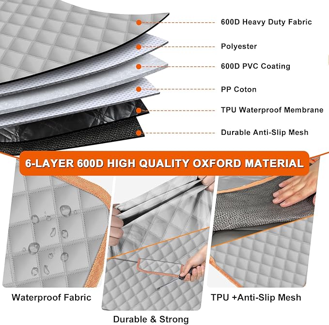 Dog Car Seat Cover for Mid-Size Truck, Compatible with Toyota Tacoma/Hilux, Ford Ranger, Chevy Colorado/GMC Canyon, Nissan Frontier, Honda Ridgeline, Jeep Gladiator, 600D Waterproof Pet Seat