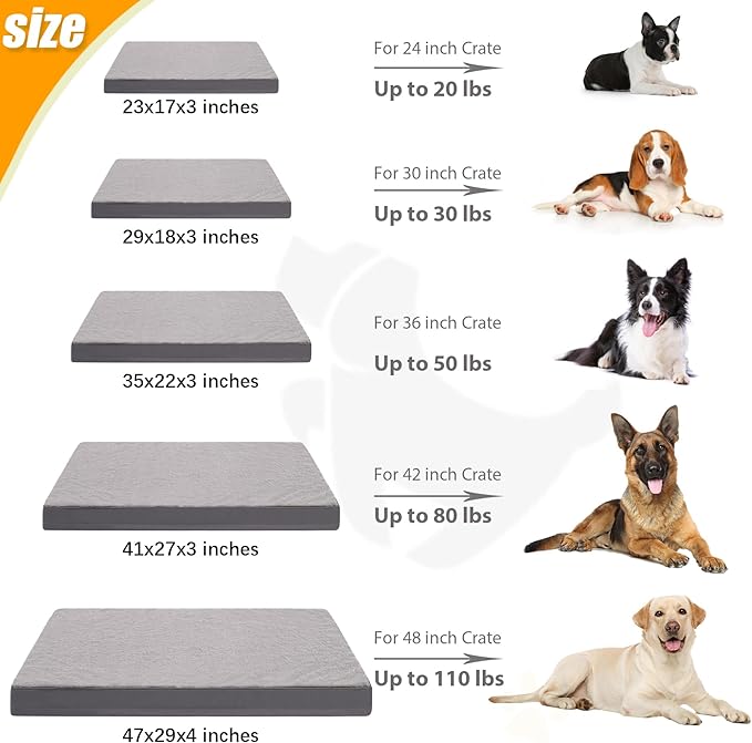 KSIIA Orthopedic Dog Bed Waterproof Dog Crate Bed for Medium Dogs Deluxe Plush Washable with Egg Crate Foam & Removable Cover, 29 x 18 Inch, Dark Gray