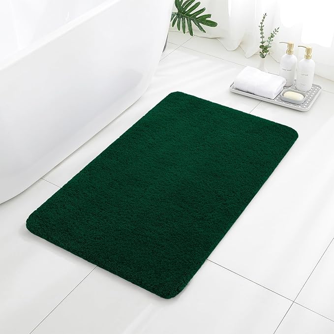 Verdant Green Bathroom Rugs 24"x40" – Large Plush Microfiber Bath Mat, Soft Non Slip Floor Mat, Absorbent and Washable Rug – Perfect for Bathroom or Bedroom Use