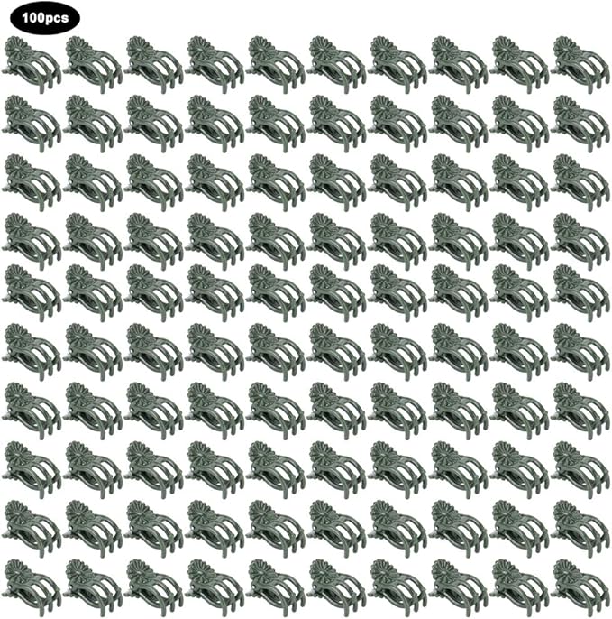 100 Pcs Stem Clip, Chrysanthemum Shape Plant Clips Flower Stems Fixing Support Orchid Clips for Courtyard Greenhouse Planting(There is a Thimble of)