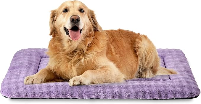 Dog Bed Mat Crate Pad for Large Dogs, Washable Soft Pet Sleeping Mat Kennel Pad with 3D Bubble Pattern, Dusty Purple, 42"x 28"