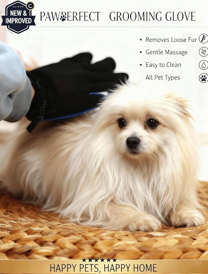 Pet Hair Remover Glove - Gentle Deshedding Brush Glove for Dogs & Cats - Enhanced Grooming & Massage Mitt for Long and Short Fur - Perfect for Shedding and Bathing (Blue)