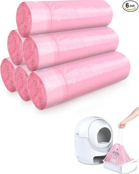 ANWA 120 Count Cat Litter Box Liners for Automatic Cat Litter Box and Litter Box Robot 4/5, Heavy-Duty, Extra Thick, Economy Bulk Pack, Pink