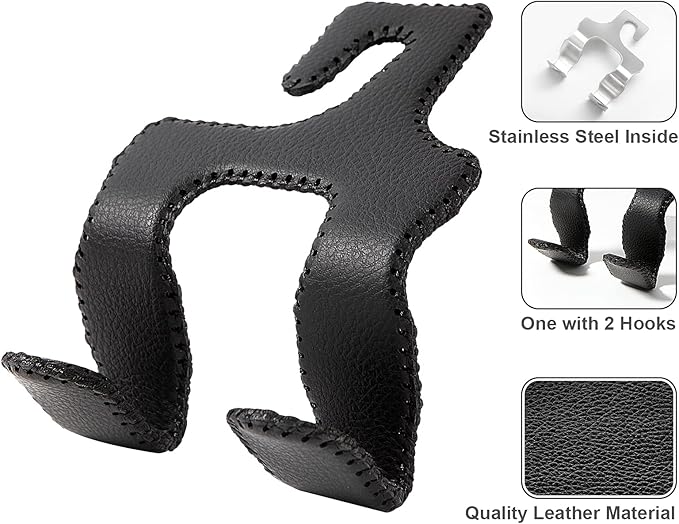 【2021 Upgraded】 Car Purse Hook, 2 in 1 Car Seat Headrest Hooks Durable Hanger Storage Holder Leather Organizer for Hanging Grocery Bags, 1 Pack, Beige