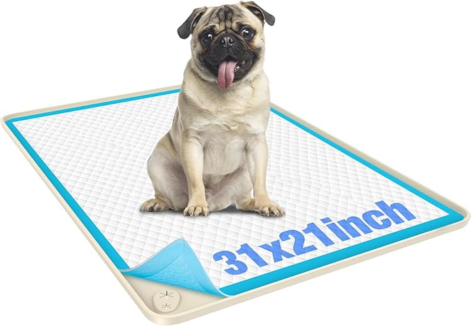 Aisslro Pet Feeding Mat, 31”x21” Absorbent Pet Placemat for Food and Water Bowl, Non-Slip Silicone, Leak-Proof Floor Protection for Quick Dry Water Dispenser Mat for Dog and Cat, Aquamarine
