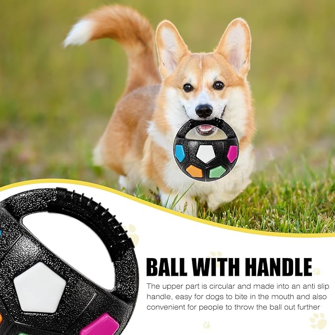 YOOGAO Pet Dog Toy Ball with Handle, Toss and Fetch Play, Interactive Ball for Dogs Playing, Squeaky Floating (Black)