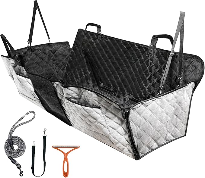 PETTALK Deluxe Dual Side Dog Car Seat Cover for Back Seat, Waterproof, Reversible Large Dog Car Seat Hammock, Back Seat Pet Cover for Dogs/Cats, Car Seat Protector, for Cars SUVs Trucks,All Seasons