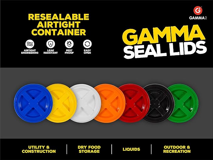 Gamma2 Gamma Seal Lid for Utility Buckets - Fits 3.5, 5, 6 & 7 gallon buckets, Yellow, Made in USA