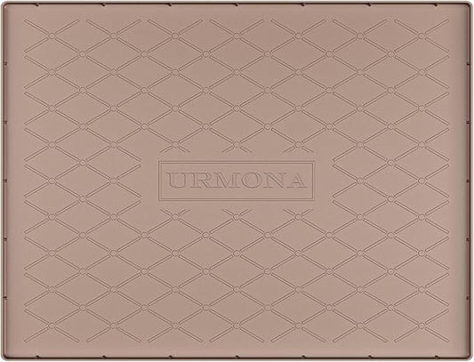 URMONA 28" x 19" Waterproof Silicone Mat in Multiple Sizes & Colors, Under Sink Mat for Kitchen & Bathroom, Pet Food Pad for Dogs & Cats, Kitchen Cabinet Liner, Multi-Purpose for Storage(Khaki)