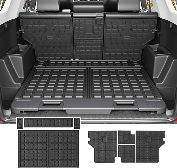 powoq Cargo Mat Compatible with 2010-2024 Toyota 4Runner Trunk Mat Replacement for 2010-2024 Toyota 4Runner Accessories 5 Seater-No 3rd seat (Fit W/Sliding Tray, Trunk Mat+Backrest Mats)