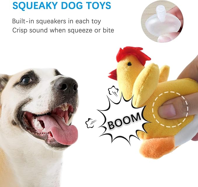 LEGEND SANDY Squeaky Plush Dog Toy 6 Pack for Puppy, Small Stuffed Puppy Chew Dog Toys Bulk with Squeakers, Cute Soft Pet Toy for Small Medium Size Dogs