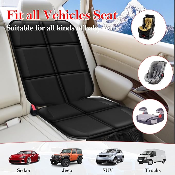 Meolsaek Car Seat Protector for Child Car Seat, Durable 600D Fabric Waterproof Car Seat Cover with Thick Pad Non-Slip Backing (No Imprints)