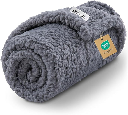 Luciphia Premium Fleece Dog Puppy Blanket Soft Pet Sherpa Calming Cat Blanket Throw for Small Medium Dog Cat(Grey,30x20 inches)