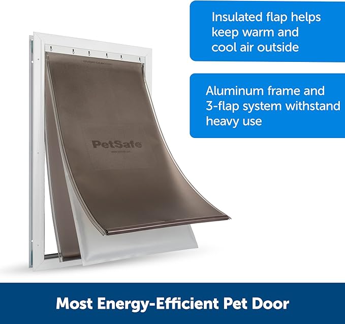 PetSafe Extreme Weather Aluminum Pet Door - Energy-Saving Thermal Barrier Pet Flap with Slide-in Door Locking & Secure Flap Cover - for Dogs Up to 100 lb - Extra Large