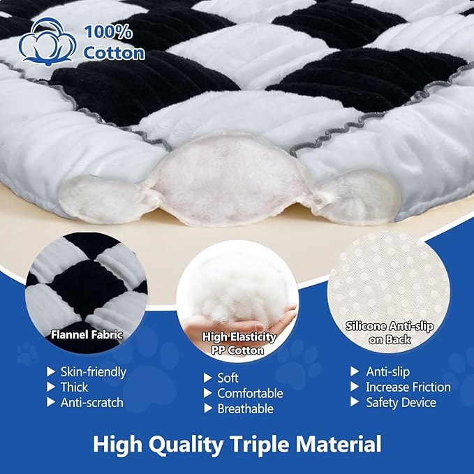 Thickened Dog Bed for Car Back Seat, Upgraded Bottom Non-Slip, Fits Hard Bottom car seat Cover for Dogs, Premium Mixed Color, Dog Car Seat Cover(White-Black)