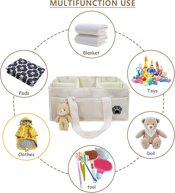 Pet Grooming Tote Bag,Large Capacity Dog Grooming Supplies Organizer Bag with Sturdy Handles,Multiple Compartments Dog Travel Ba g,Portable Pet Tote Organizer for Dog&Cat Trimmer,Clipper,Combo,Brush