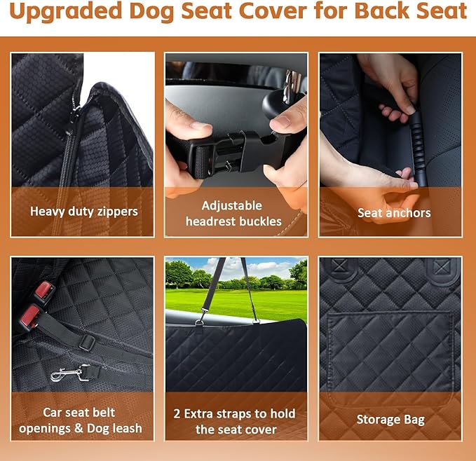 Back Seat Extender for Dogs, Hard Bottom Dog Car Seat Cover for Back Seat Support 420lbs Waterproof Back Seat Pet Cover for Dogs Scratchproof Large Dog Hammock Bed for Cars SUV and Truck