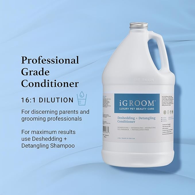 iGroom Deshedding & Detangling Dog Conditioner, Luxury Pet Beauty Care, Loosen Tangles + Unwanted Undercoat, Adds Shine + Volume, Made in USA (16 OZ)