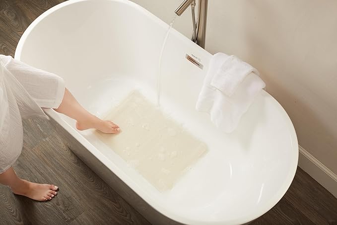 Rubbermaid Commercial Products Safti-Grip Bath Mat,Medium,White,Suction-Backed,Non-Slip for Commercial/Residential Use for Shower Stall/Bathtub/Bathroom,(Pack of 12)