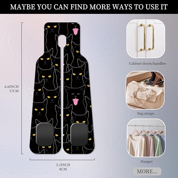 PU Leather Car Seat Hook, Storage Headrest Hanger, Cute Car Backseat Organizer, Car Hooks for Purses and Bags Black Cats